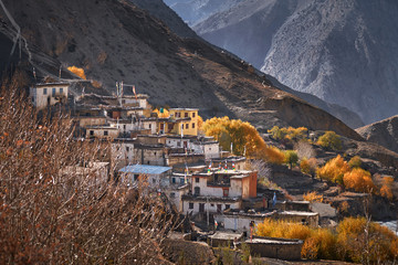 Lupra - small tibetan rural village in Himalayas, Nepal