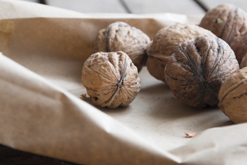 Walnuts on the table