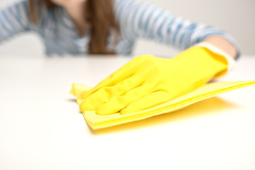 Woman cleaning surface