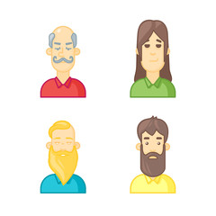 People cartoon avatars set.