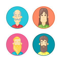 Fototapeta premium Circle icons set. People cartoon avatars collection.