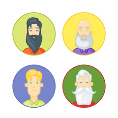 Circle icons set. People cartoon avatars collection.