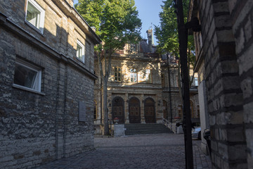 Scenic summer beautiful aerial skyline panorama of the Old Town in Tallinn, Estonia