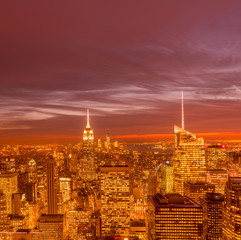 Fototapeta premium View of New York Manhattan during sunset hours