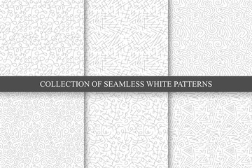 Hand drawn seamless curly patterns