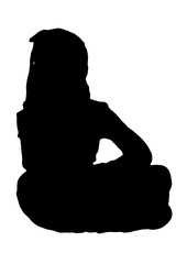 Silhouette of little girl sitting vector black.