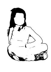 Silhouette of little girl sitting vector
