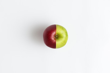 Top view of an apple combined from two