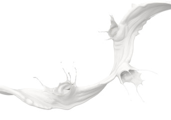 splashing milk, isolated on white background,3d render
