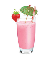 Strawberry smoothie or milkshake. Vector illustration - 142208477