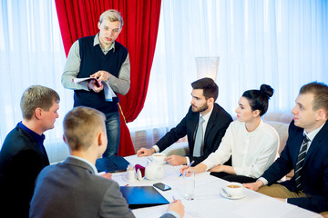 Businessman explaining his idea