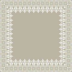Classic vector white square frame with arabesques and orient elements. Abstract ornament with place for text. Vintage pattern