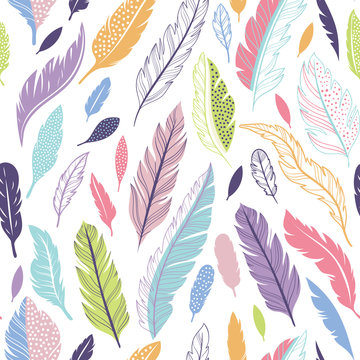 Fototapeta Feathers vector seamless pattern