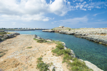 Fototapeta na wymiar Menorca coast, light, blue sea