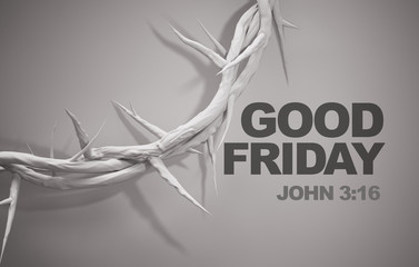 Good Friday John 3:16 Crown of Thorns 3D Rendering - 142210880