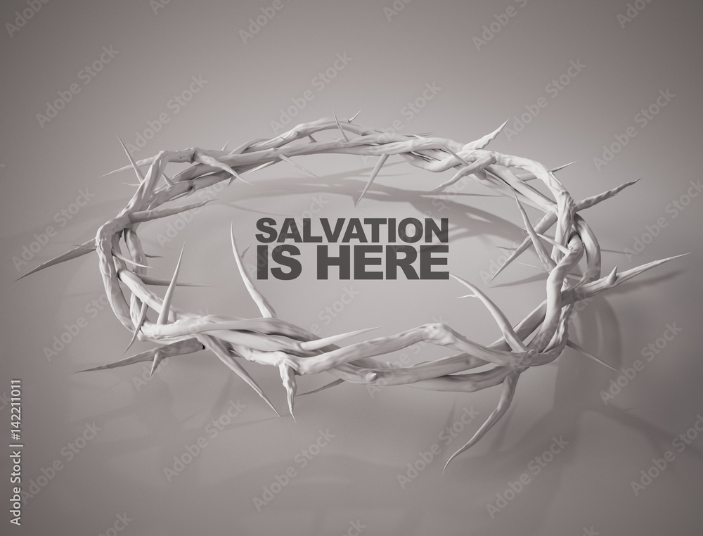 Wall mural salvation is here crown of thorns 3d rendering - Wall murals