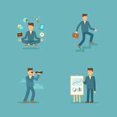 Vector set of illustrations and infographiс design elements - business man