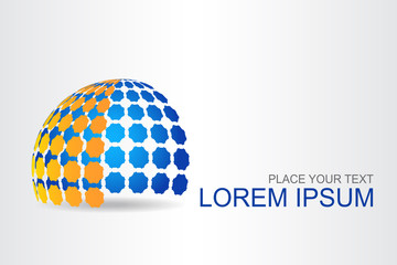 Logo stylized spherical surface with abstract shapes