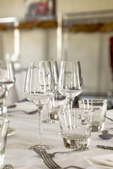 glass at the dining table