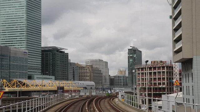 Beckton to Tower Hill station by train in London, United Kingdom