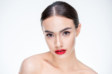 Woman with juicy red lips