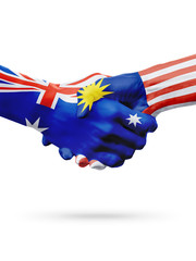 Flags Australia, Malaysia countries, partnership friendship, national sports team