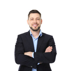 Confident young manager on white background © Africa Studio