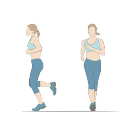 Woman running. Sport, getting rid of excess weight. healthy lifestyle. vector illustration.