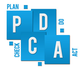 PDCA - Plan Do Check Act Blue Squares Text 