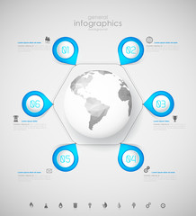 Fototapeta na wymiar Infographic overview design template with blue labels.