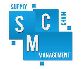 SCM - Supply Chain Management Blue Squares Text 