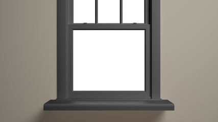 Vintage blank open window inside room. 3d illustration