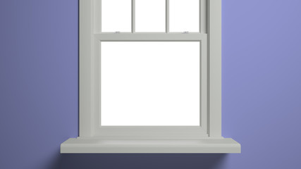 Vintage blank open window inside room. 3d illustration