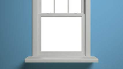 Vintage blank open window inside room. 3d illustration