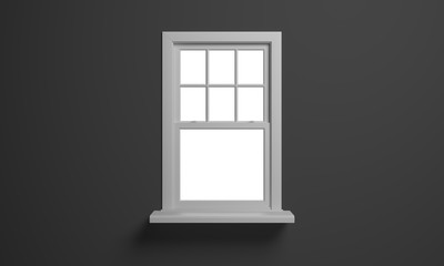 Vintage blank open window inside room. 3d illustration