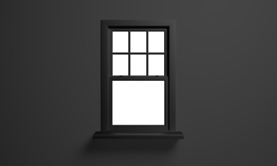 Vintage blank open window inside room. 3d illustration