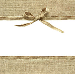 Beige canvas ribbon bow and textile borders