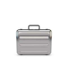 Metallic suitcase. Isolated on white background. 3D rendering illustration.