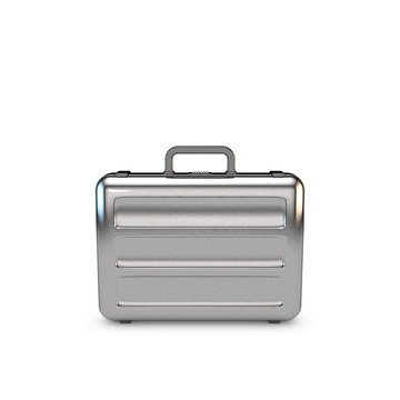 Metallic suitcase. Isolated on white background. 3D rendering illustration.