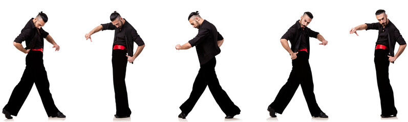 Spanish dancer in various poses on white