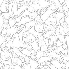 Vector rabbit seamless pattern