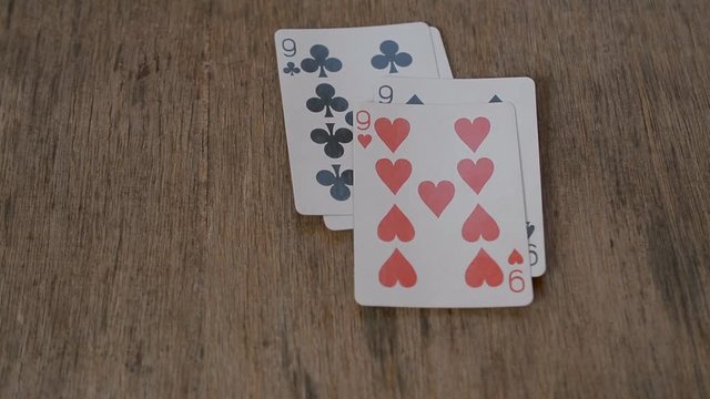 playing cards four nines, poker hands, game abstract video