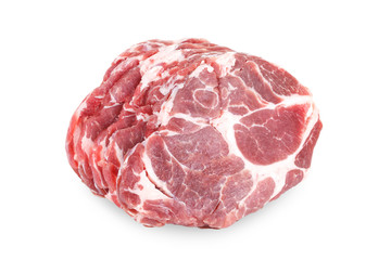 Fototapeta premium Fresh crude pork neck meat steak isolated on white background