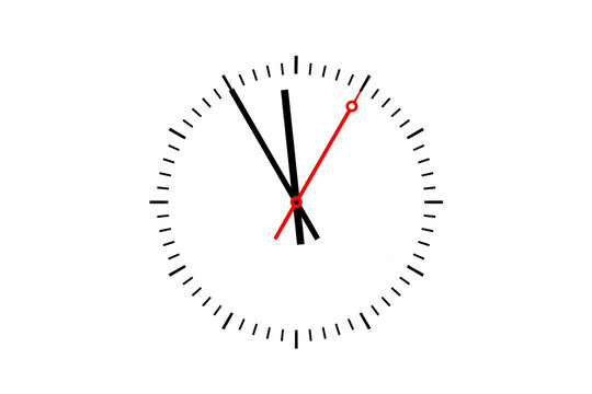 Uhr Ziffernblatt  zeigt die Uhrzeit 5 vor 12