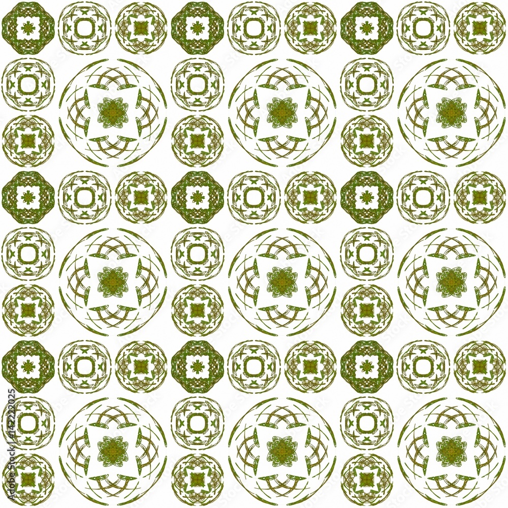 Fototapete Seamless texture with 3D rendering abstract fractal green pattern