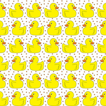 Seamless yellow ducks pattern