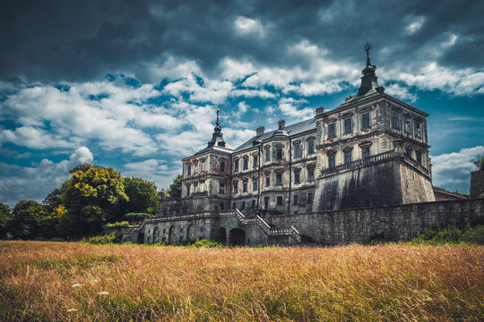 Retro styled photo of Pidhirtsi Castle, Renaissance Palace, Lviv region, Ukraine.