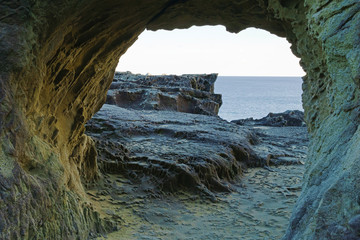 Exit of Onigajo sea caves in Japan