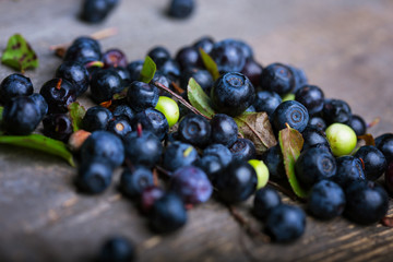 blueberries on a table