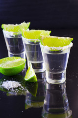 Silver tequila with lime and salt
